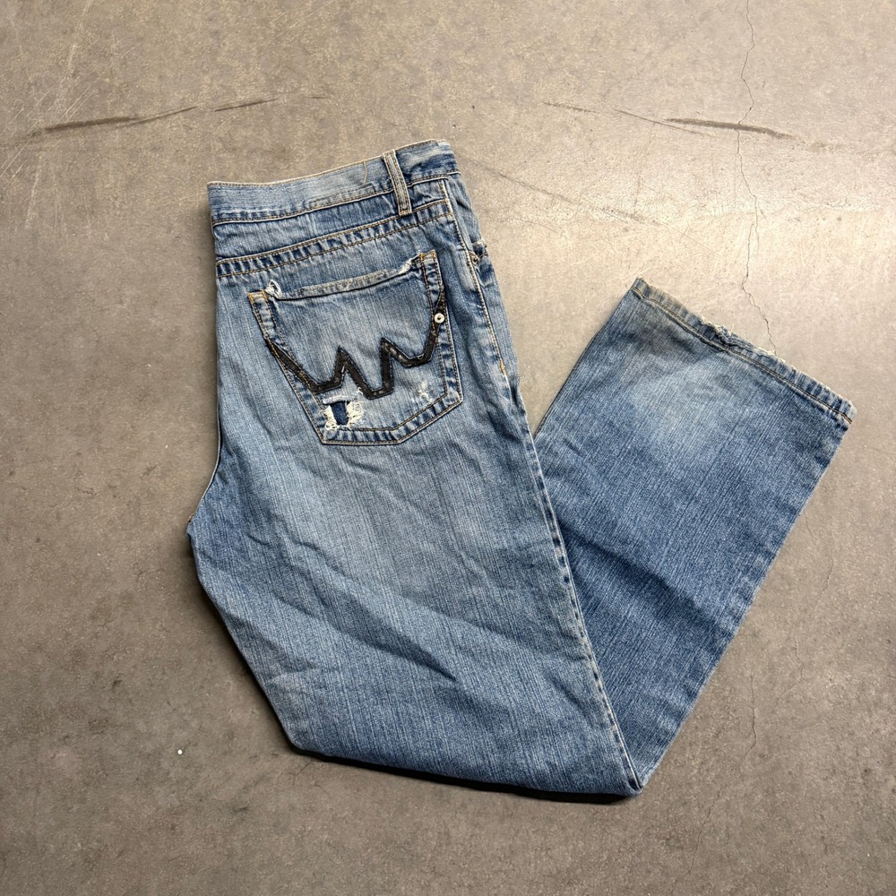 Paco Jeans Mens 32 Straight Leg Distressed Light Wash Denim Blue Jeans 2801